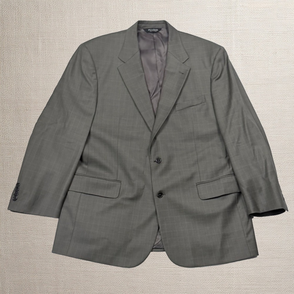 Jos A Bank Blazer Window Pane 46R Wool Purple Lining Professional Classic Preppy - Picture 2 of 11